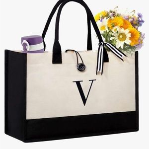 Tote Bag w Zipper Pocket Embroidery Gifts Monogram